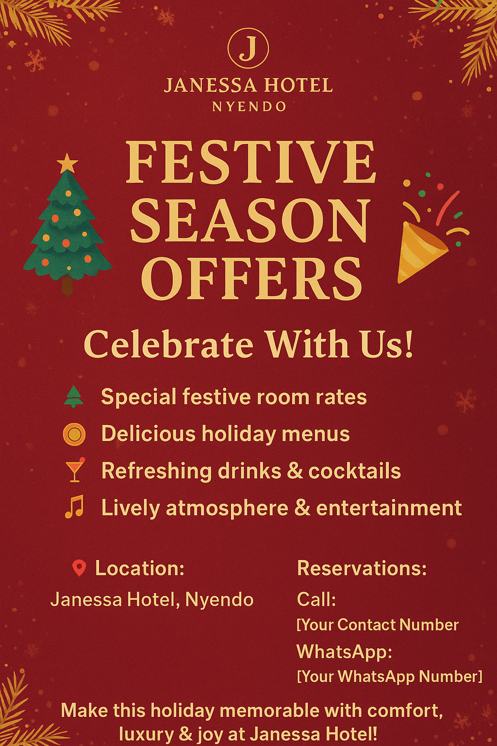  Celebrate the Festive Season at Janessa Hotel Nyendo!